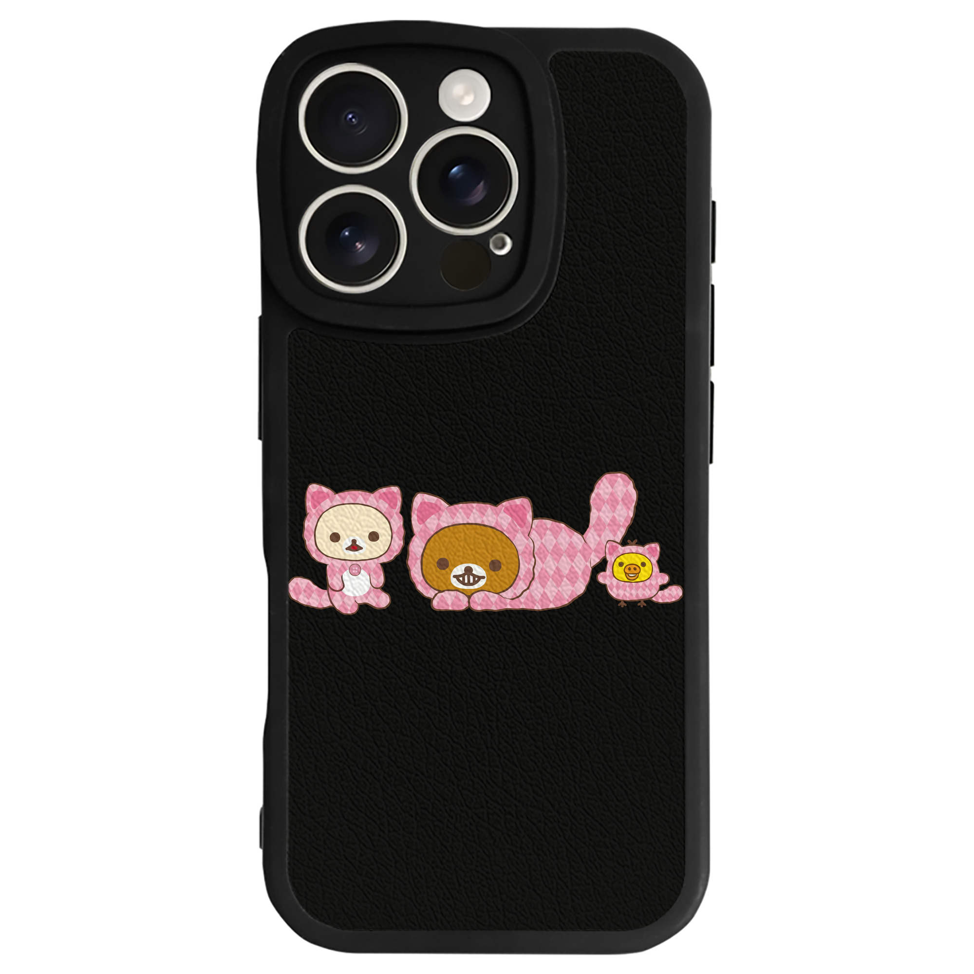 （画像用） リラックマ リラックマ キイロイトリ Rilakkuma Korilakkuma Kiiroitori 【iPhone 16シリーズ対応】シリコンスマホケース（レザー調） 材質：シリコン